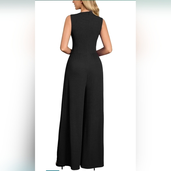 2026 New Release | Black Sleeveless Wide-Leg Jumpsuit | Size Large | NWT - Picture 2 of 5